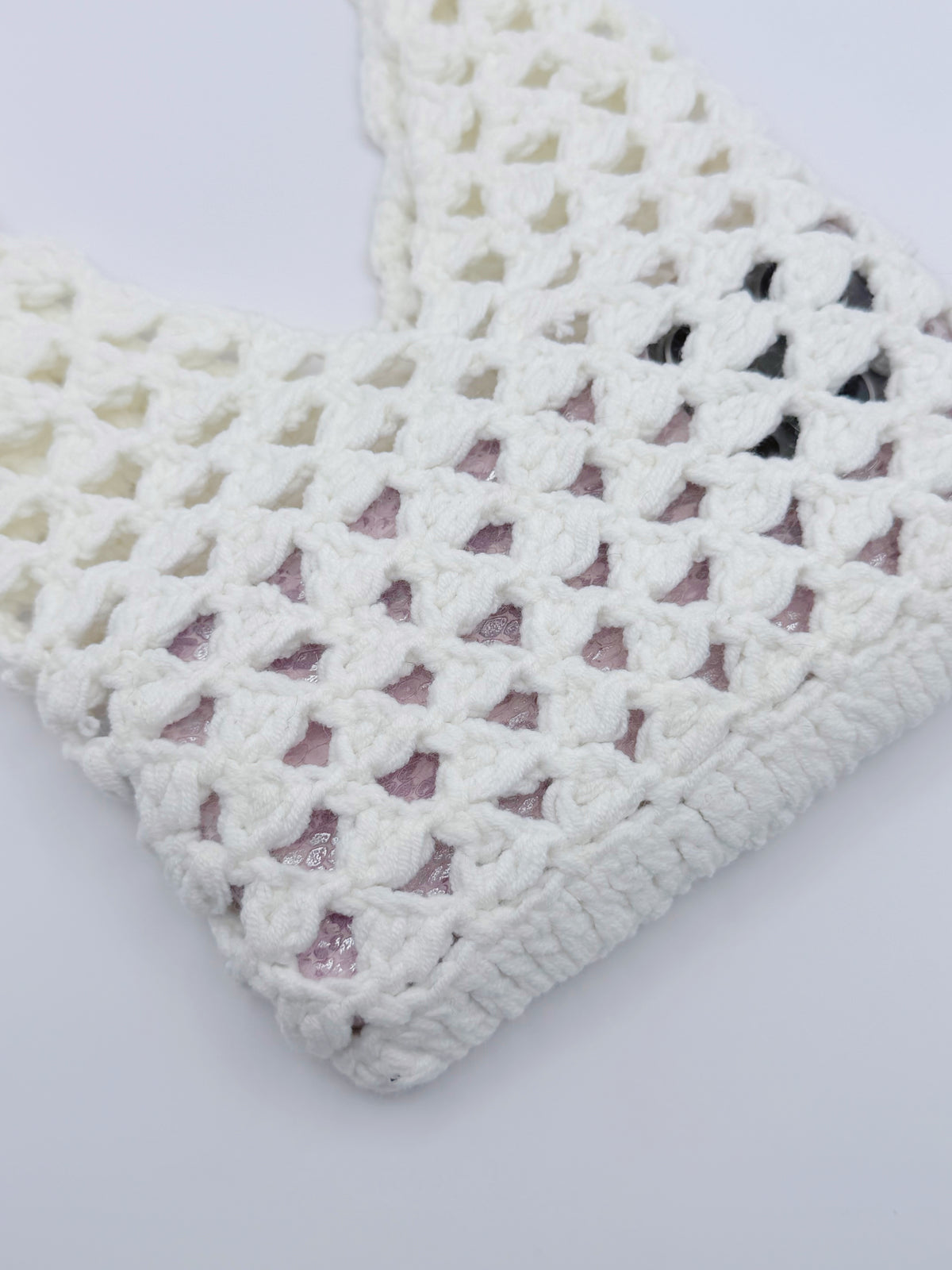 Crochet Mesh Mini Bag – White