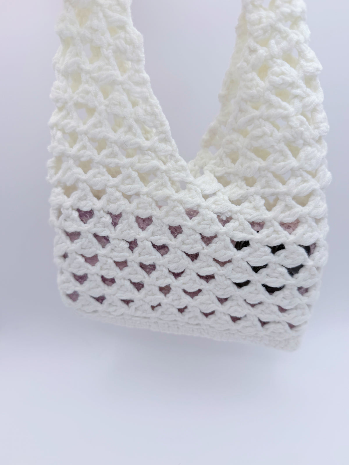 Crochet Mesh Mini Bag – White