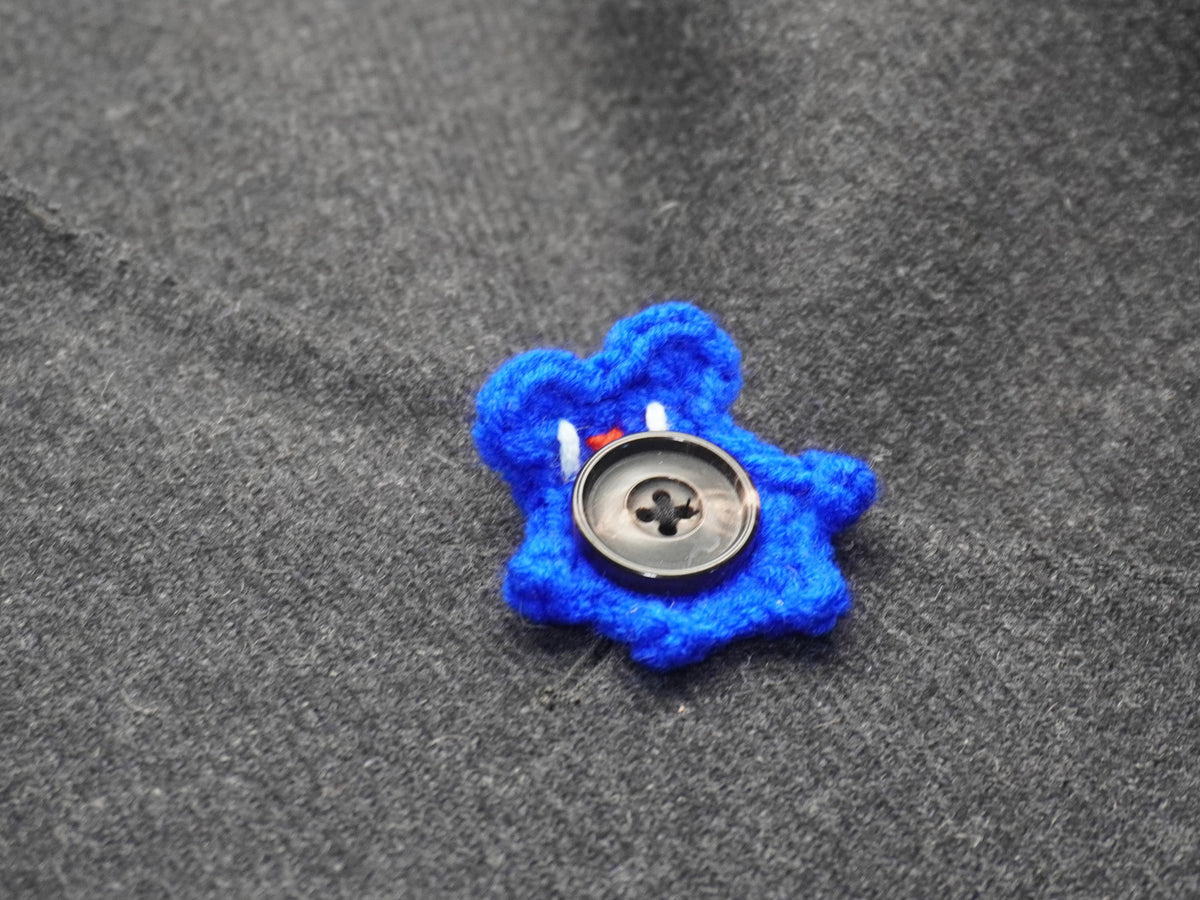 Crochet Bear Button Pin – Navy Blue