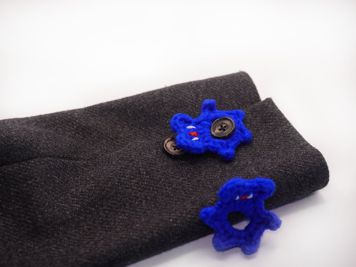 Crochet Bear Button Pin – Navy Blue
