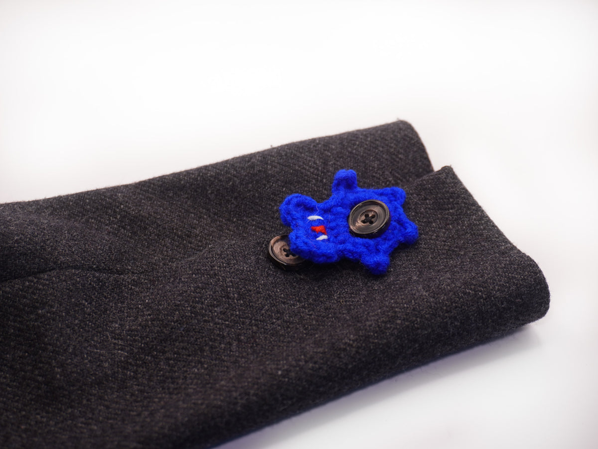 Crochet Bear Button Pin – Navy Blue