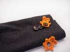 Crochet Bear Button Pin – Orange