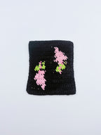 Crochet Wisteria Coaster – Black with Pink Blooms