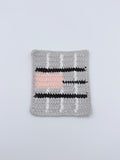 Crochet Coaster – Gray Plaid with Black Stripes & Blush Pink