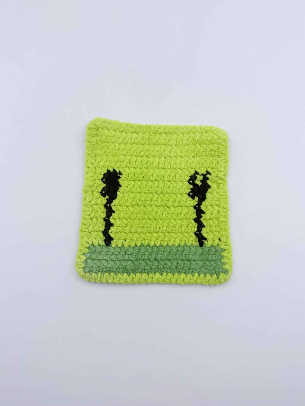 Crochet Cutlery Coaster – Lime Green with Fork & Spoon Silhouette