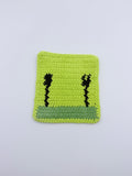 Crochet Cutlery Coaster – Lime Green with Fork & Spoon Silhouette