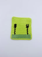 Crochet Cutlery Coaster – Lime Green with Fork & Spoon Silhouette