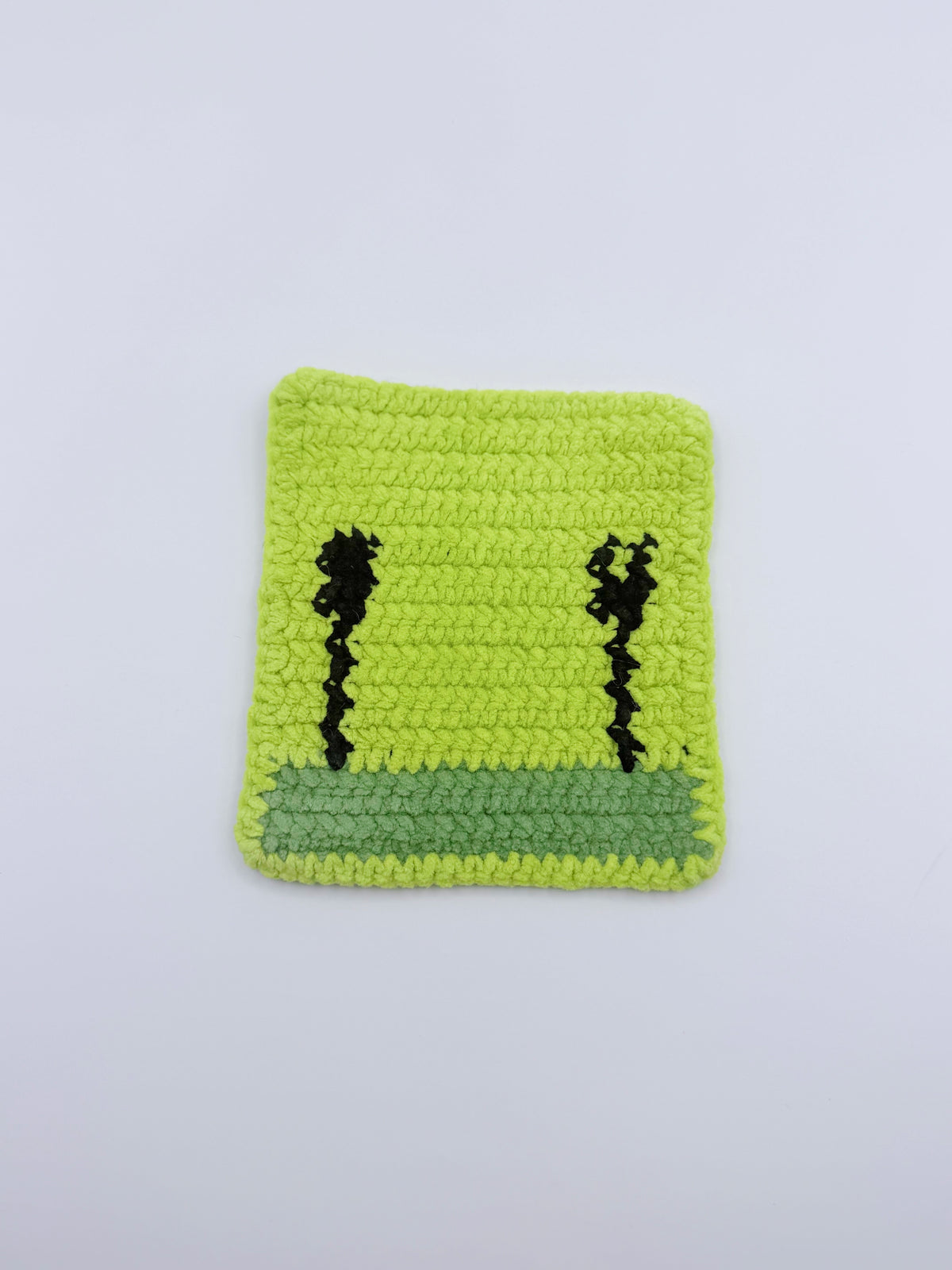 Crochet Cutlery Coaster – Lime Green with Fork & Spoon Silhouette