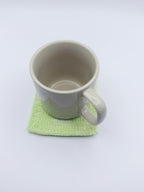 Crochet Cocktail Glass Coaster – Mint Green with White Glass & Yellow Star