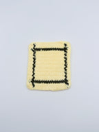 Crochet Coaster – Cream with Black Border Frame