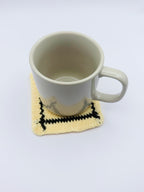 Crochet Coaster – Cream with Black Border Frame