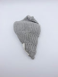 Crochet Conch Drawstring Bag – Silver Grey Shimmer with Silver Metal Chain