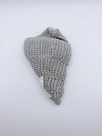 Crochet Conch Drawstring Bag – Silver Grey Shimmer with Silver Metal Chain