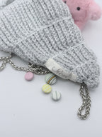 Crochet Conch Drawstring Bag – Silver Shimmer with Adjustable Metal Chain