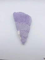 Crochet Conch Drawstring Bag – Lavender Shimmer with Gold Metal Chain