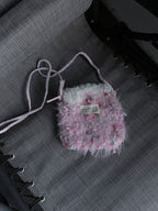 Fuzzy Crossbody Bag – Pink Blossom with Flower Bud Detail
