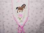 Knitted Headband – Cream with Brown Horse & Floral Intarsia Pattern