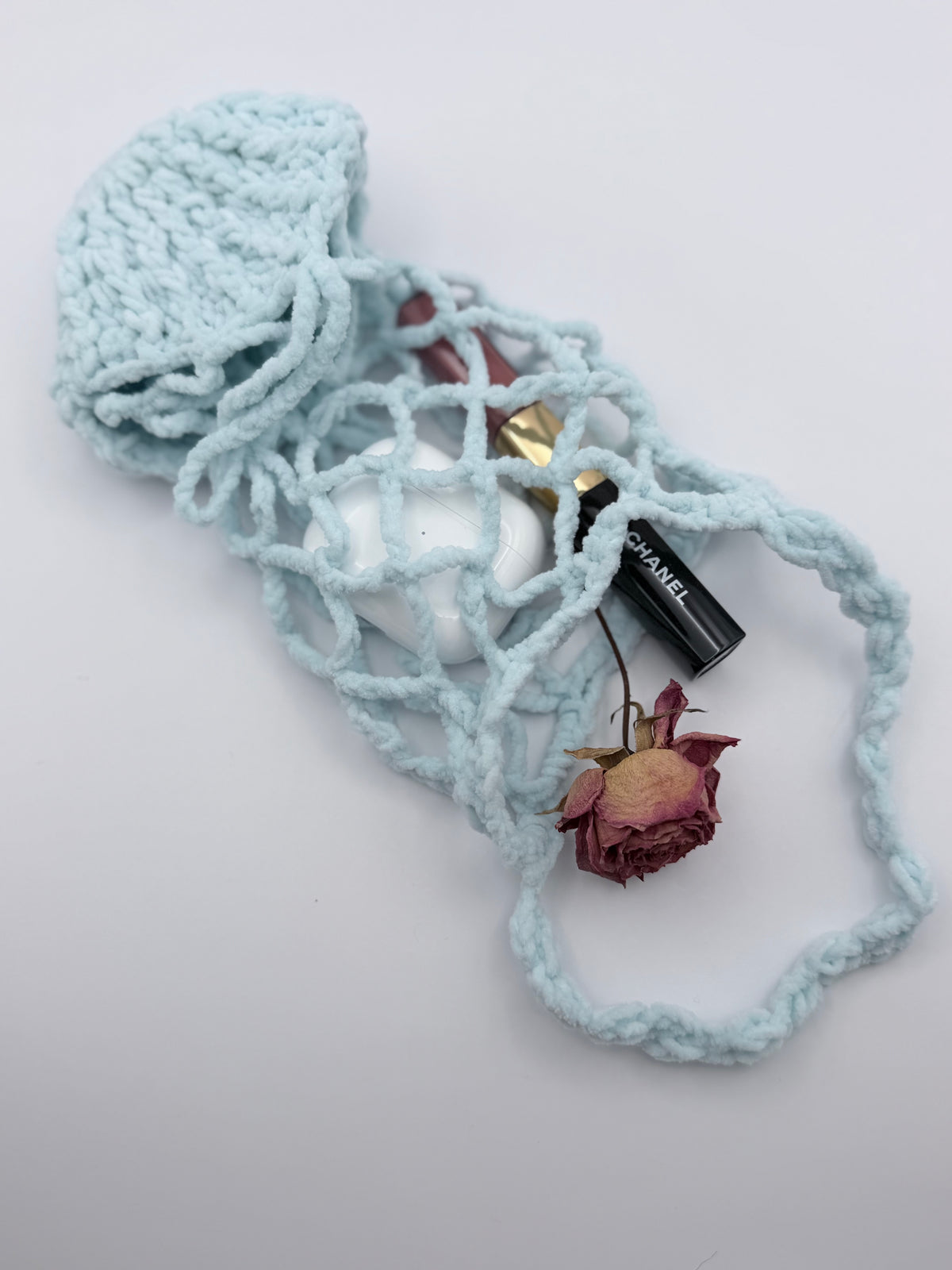 Crochet Shell Mesh Bag – Blue