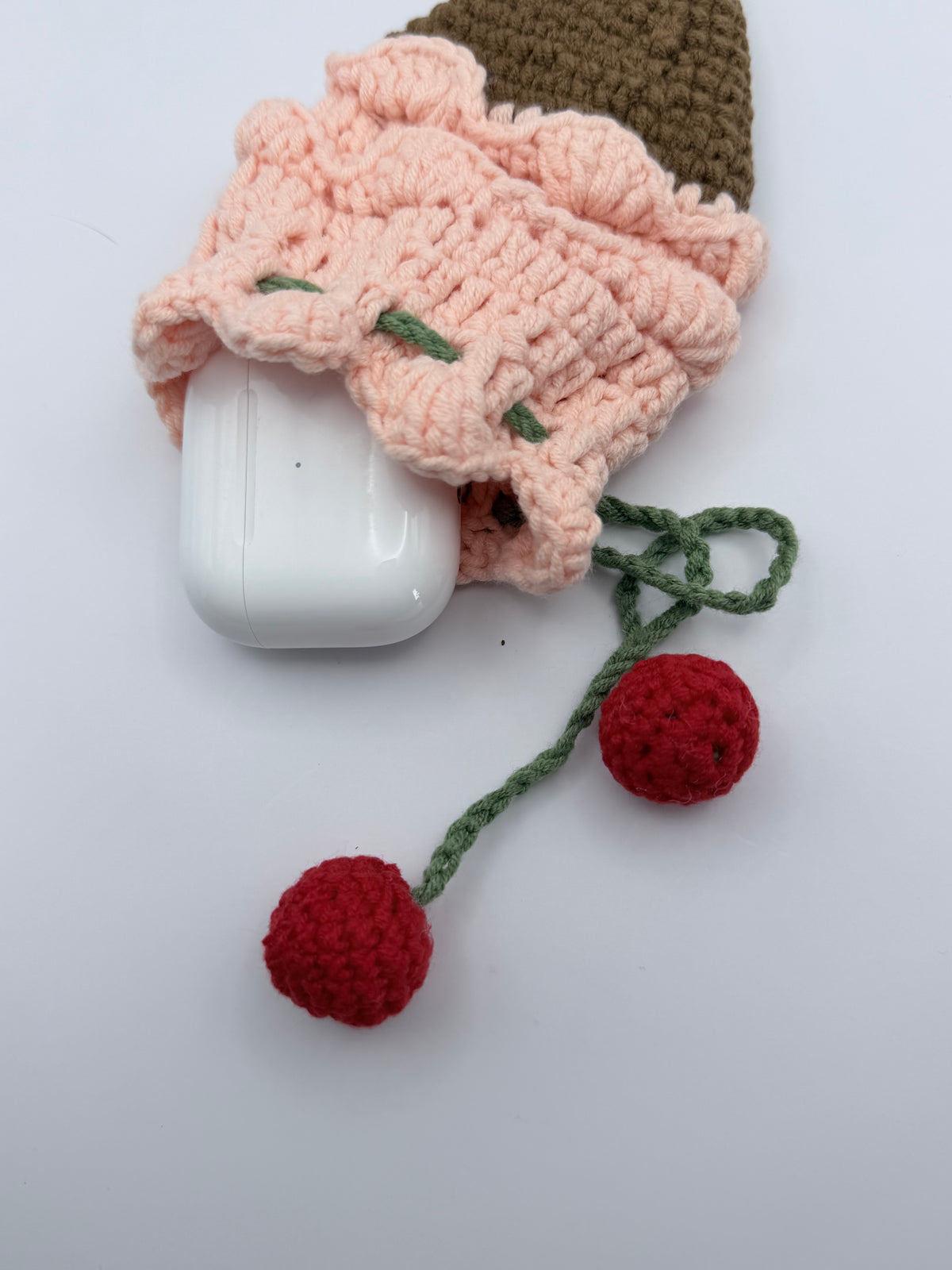 Crochet Ice Cream Drawstring Bag – Pink Cherry