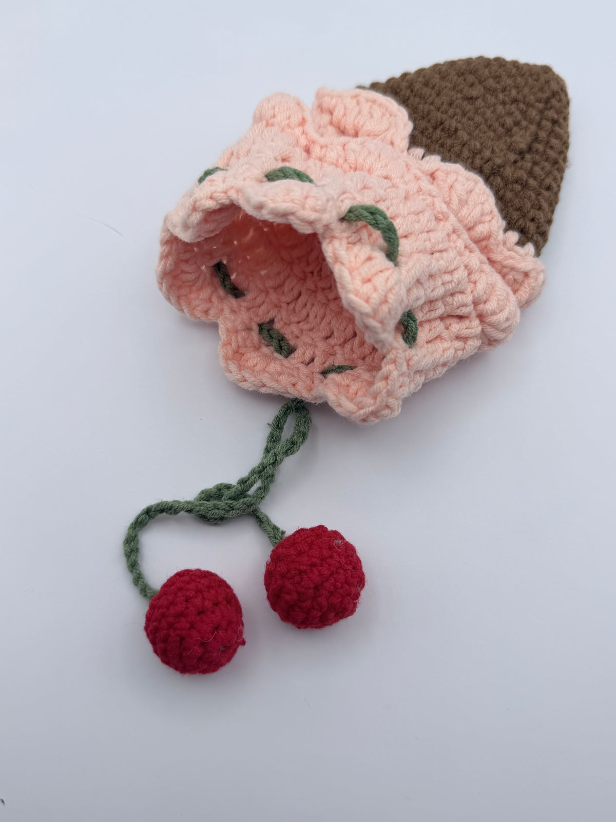 Crochet Ice Cream Drawstring Bag – Pink Cherry