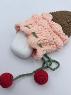 Crochet Ice Cream Drawstring Bag – Pink Cherry