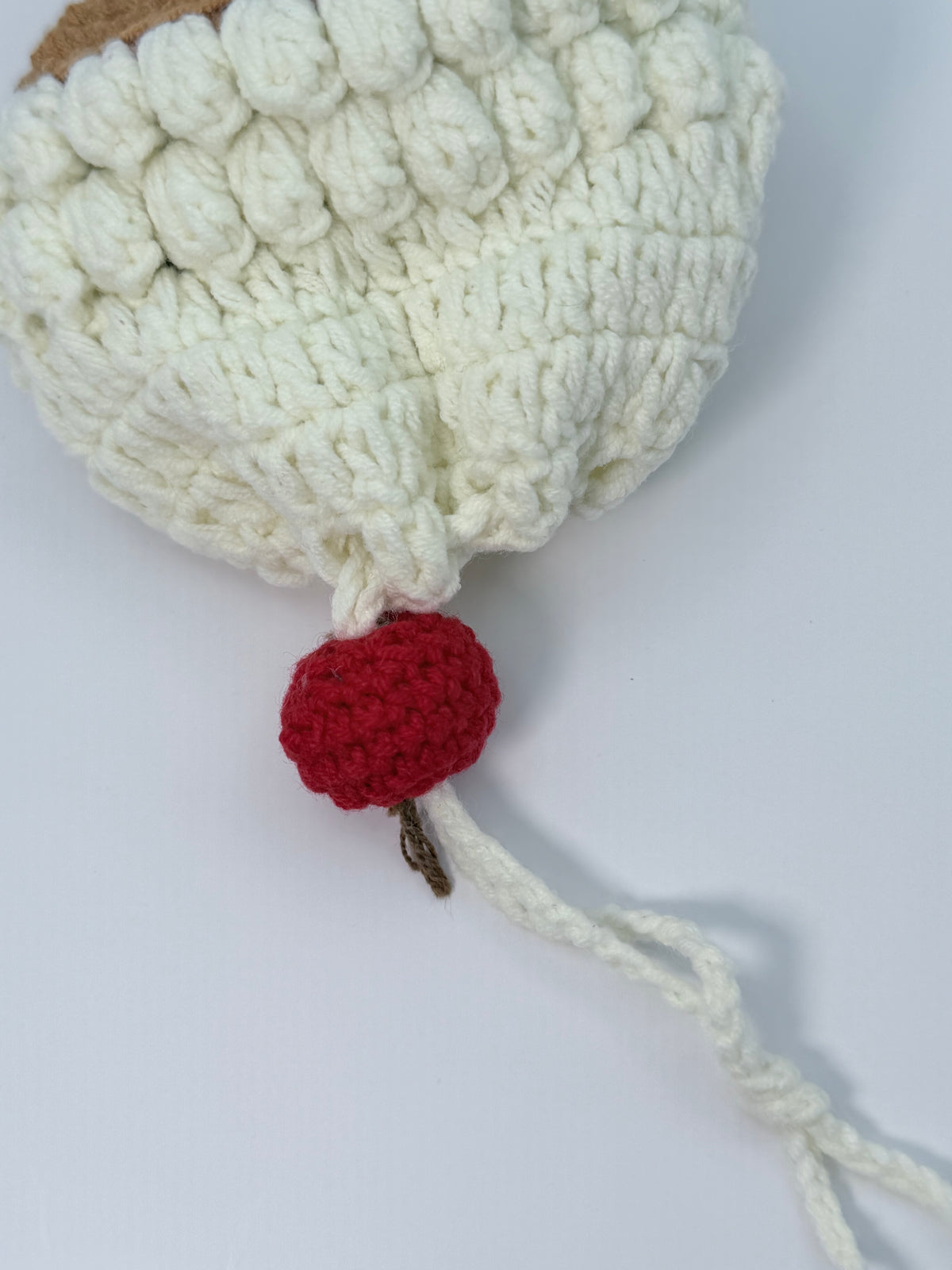 Crochet Ice Cream Sundae Pouch – White Cherry