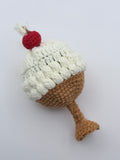 Crochet Ice Cream Sundae Pouch – White Cherry