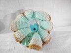 Crochet Bloom Scrunchie – Mint & Cream with Tulip Button