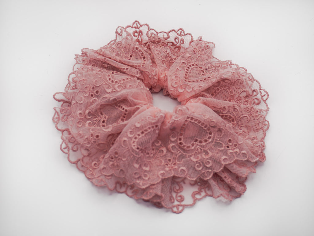 Layered Lace Scrunchie – Dusty Rose