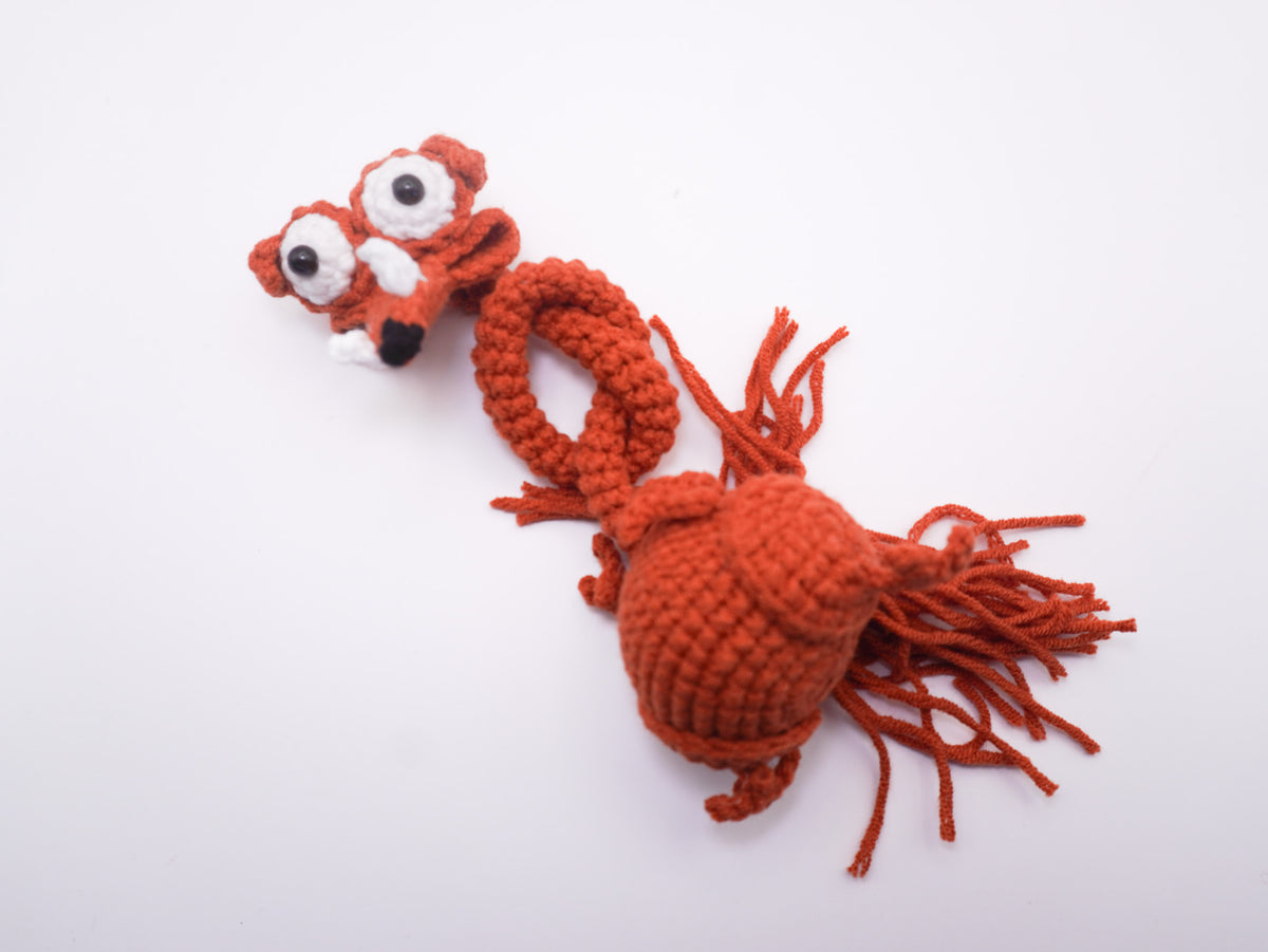 Ugly Squirrel Amigurumi – Wobbly-Neck Crochet Figurine & Bag Charm