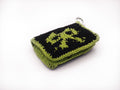 Crochet Card Wallet – Black & Neon Green Bow Pattern