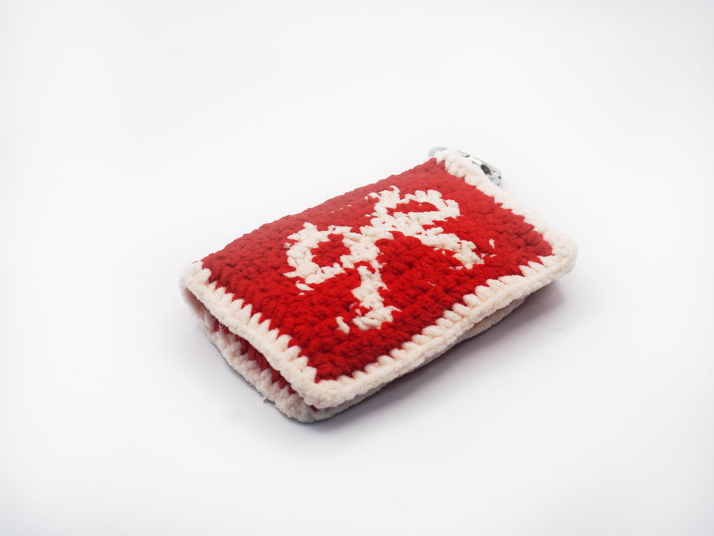 Crochet Card Wallet – Red & Cream Bow Pattern