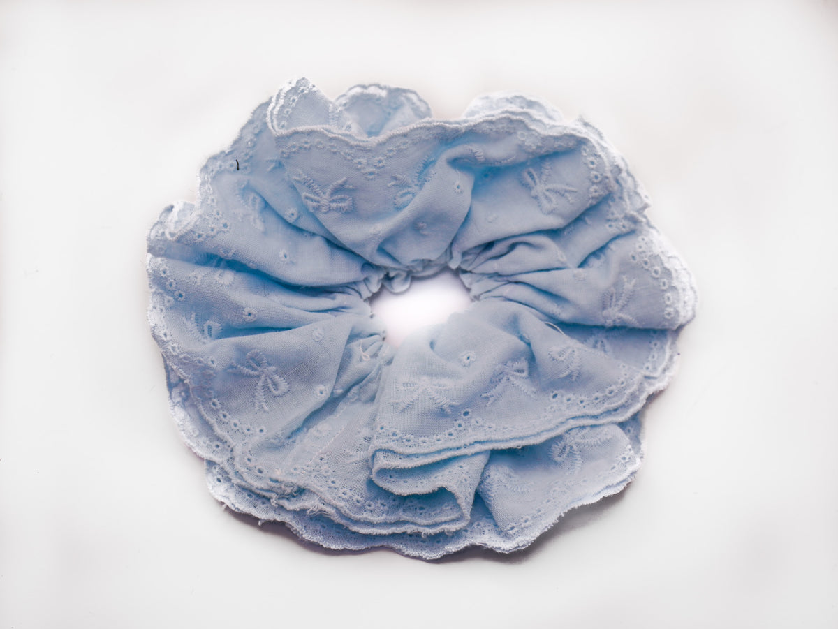 Eyelet Lace Scrunchie – Sky Blue