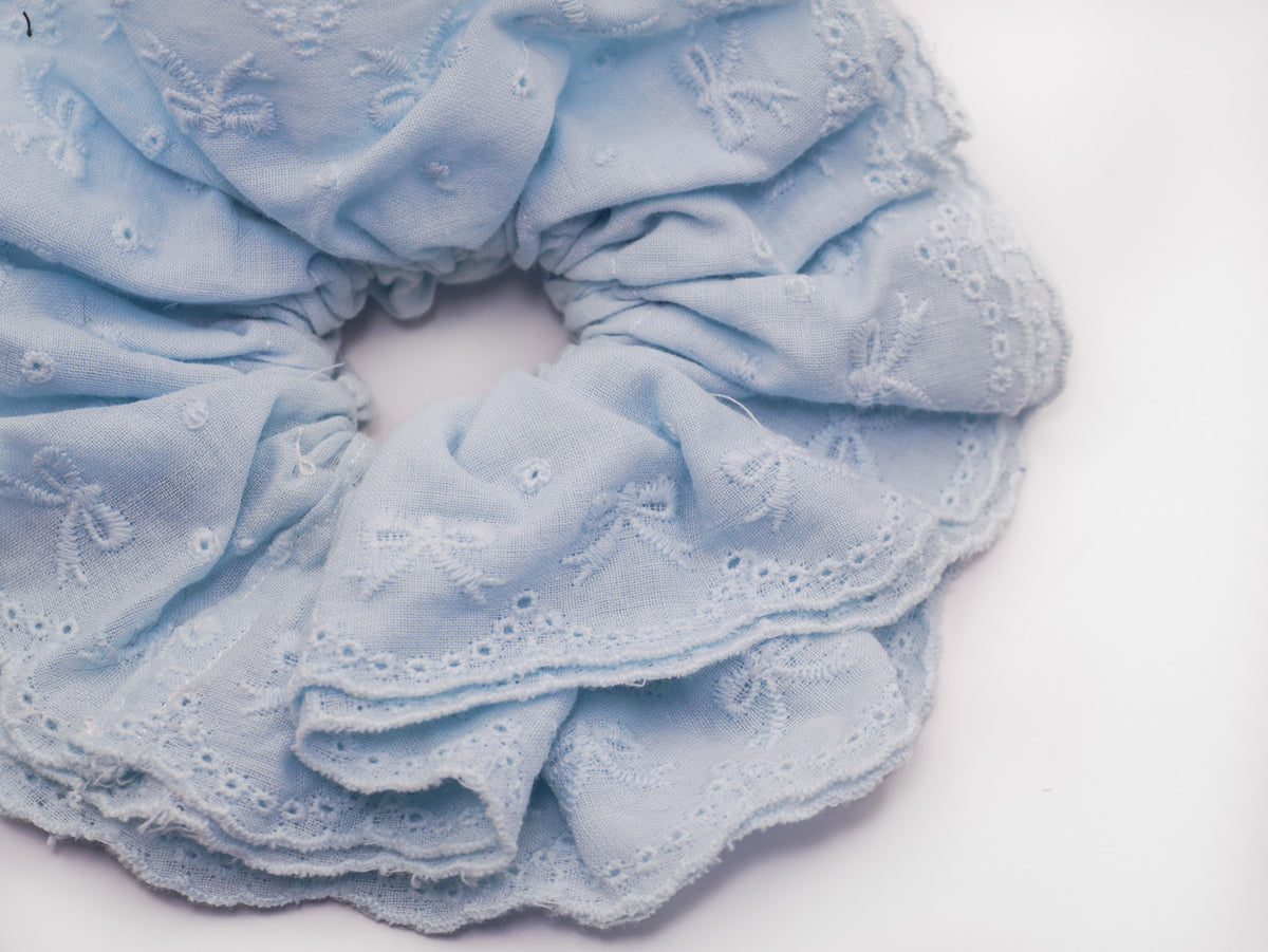 Eyelet Lace Scrunchie – Sky Blue