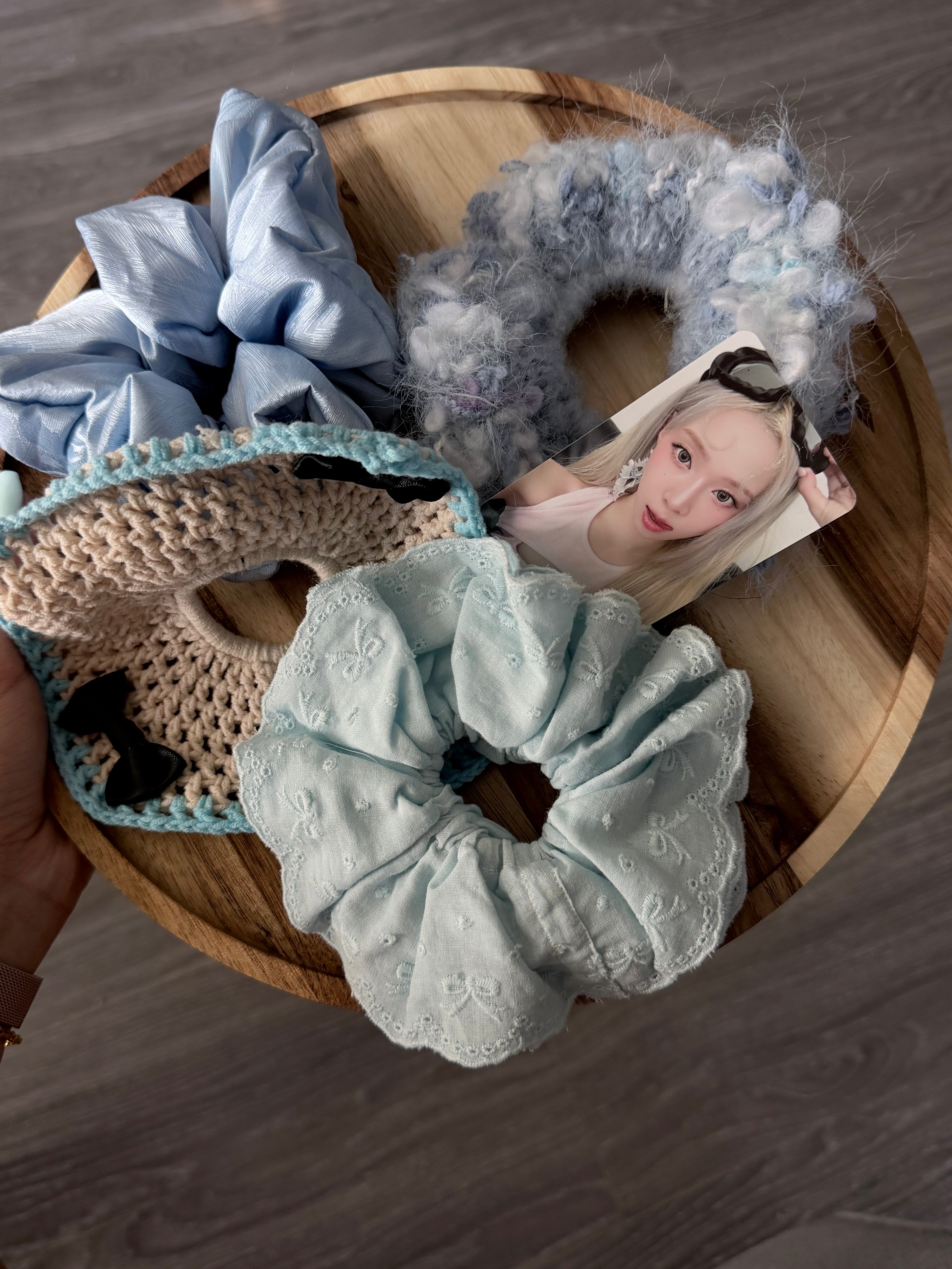 Eyelet Lace Scrunchie – Sky Blue