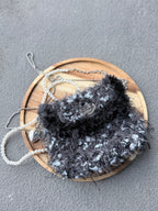 Dark Butterfly Fuzzy Clutch Bag – Black