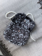 Dark Butterfly Fuzzy Clutch Bag – Black