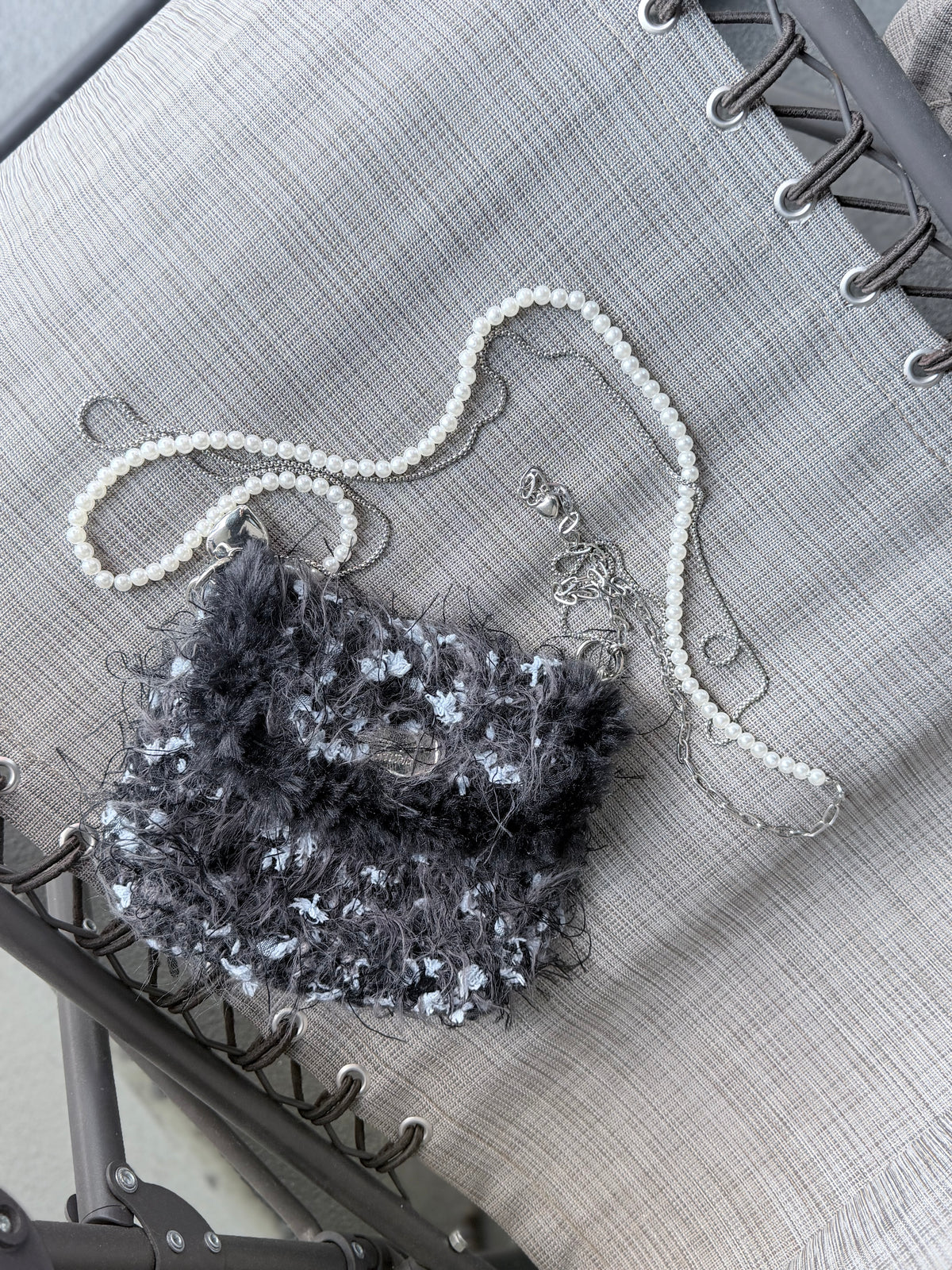 Dark Butterfly Fuzzy Clutch Bag – Black