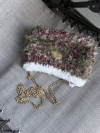 Fuzzy Crossbody Bag – Autumn Forest with Rose Gold Chain Strap
