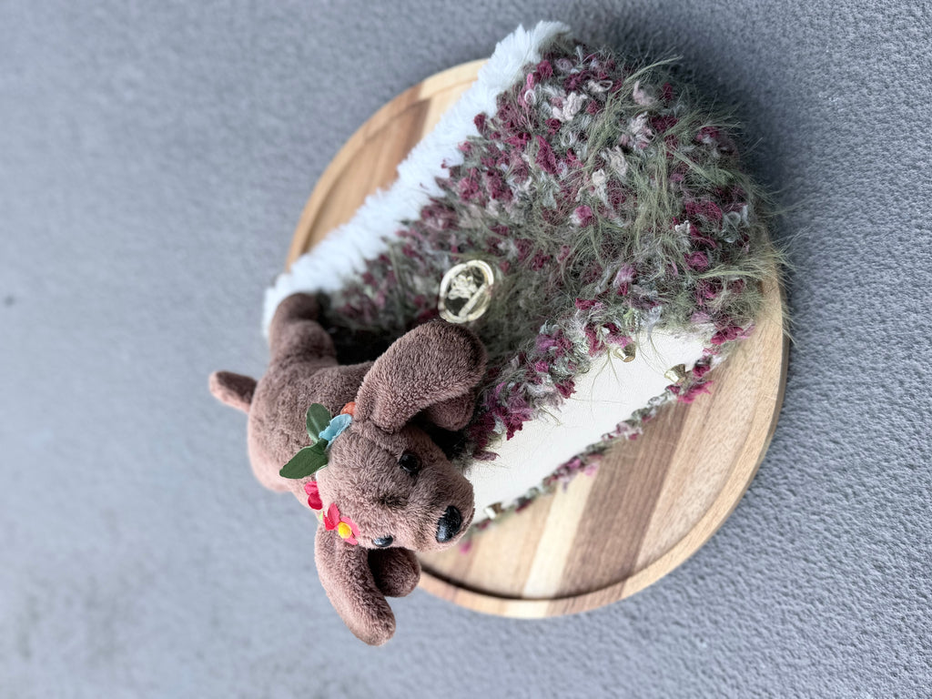 Fuzzy Crossbody Bag – Autumn Forest with Rose Gold Chain Strap