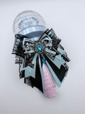 K-Pop Lightstick Bow Decoration – Ice Blue & Black Gothic