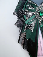 K-Pop Lightstick Bow Decoration – Dark Green & Black Gothic