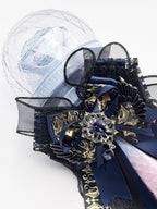 K-Pop Lightstick Bow Decoration – Navy Blue & Gold