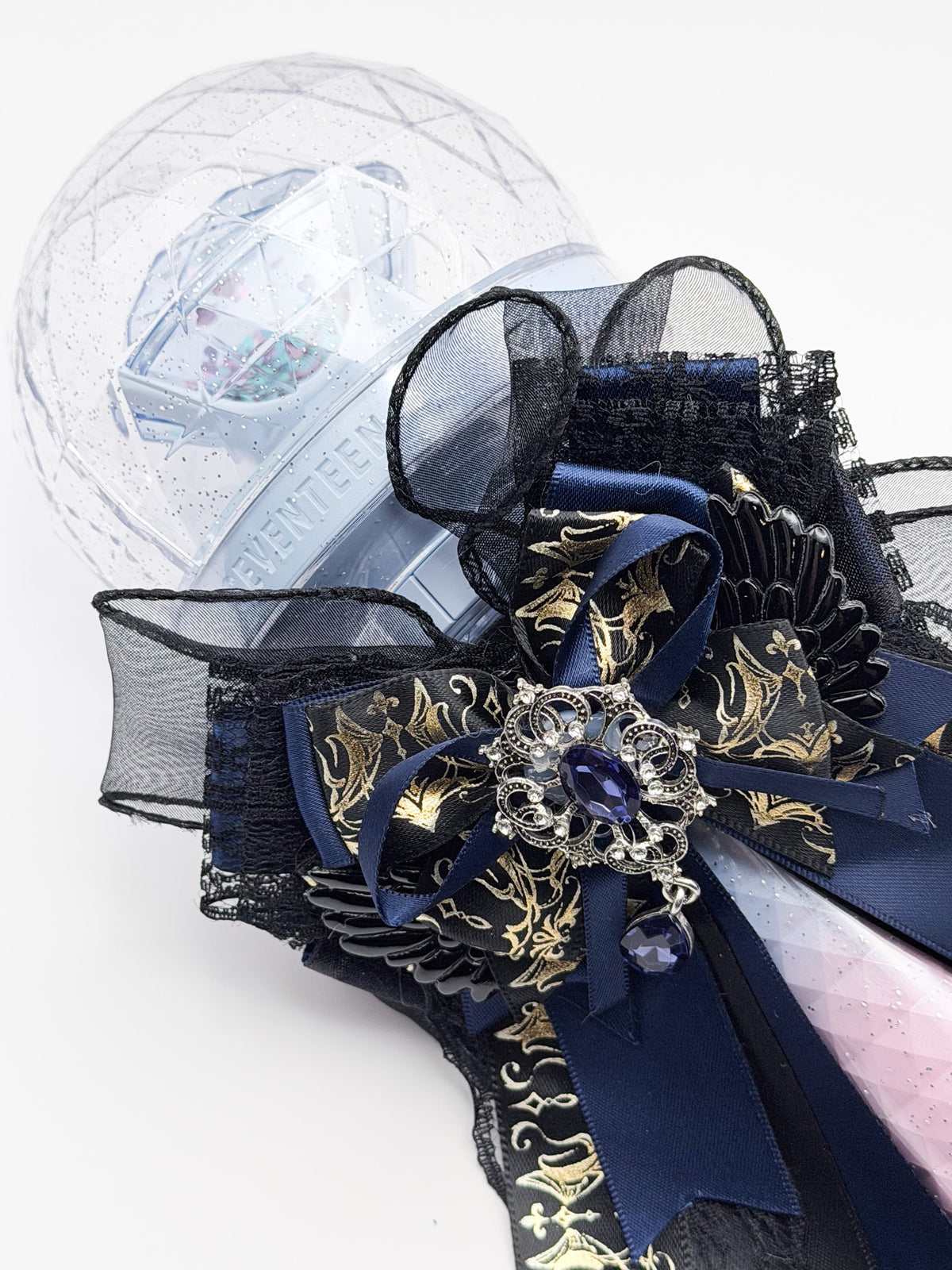 K-Pop Lightstick Bow Decoration – Navy Blue & Gold