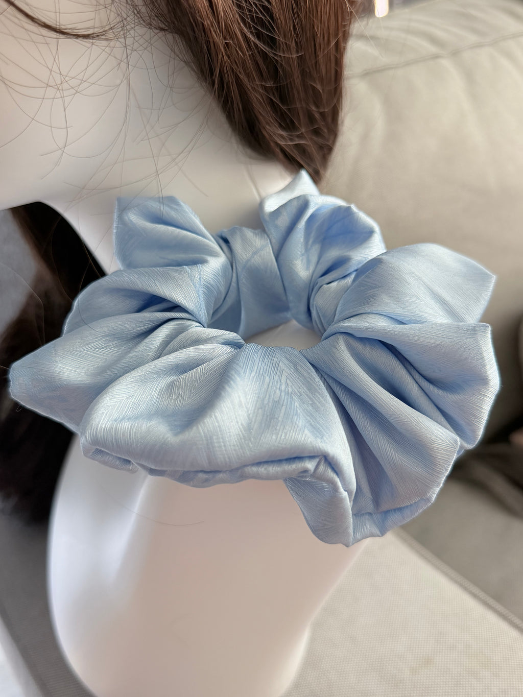 Oversized Satin Scrunchie – Sky Blue