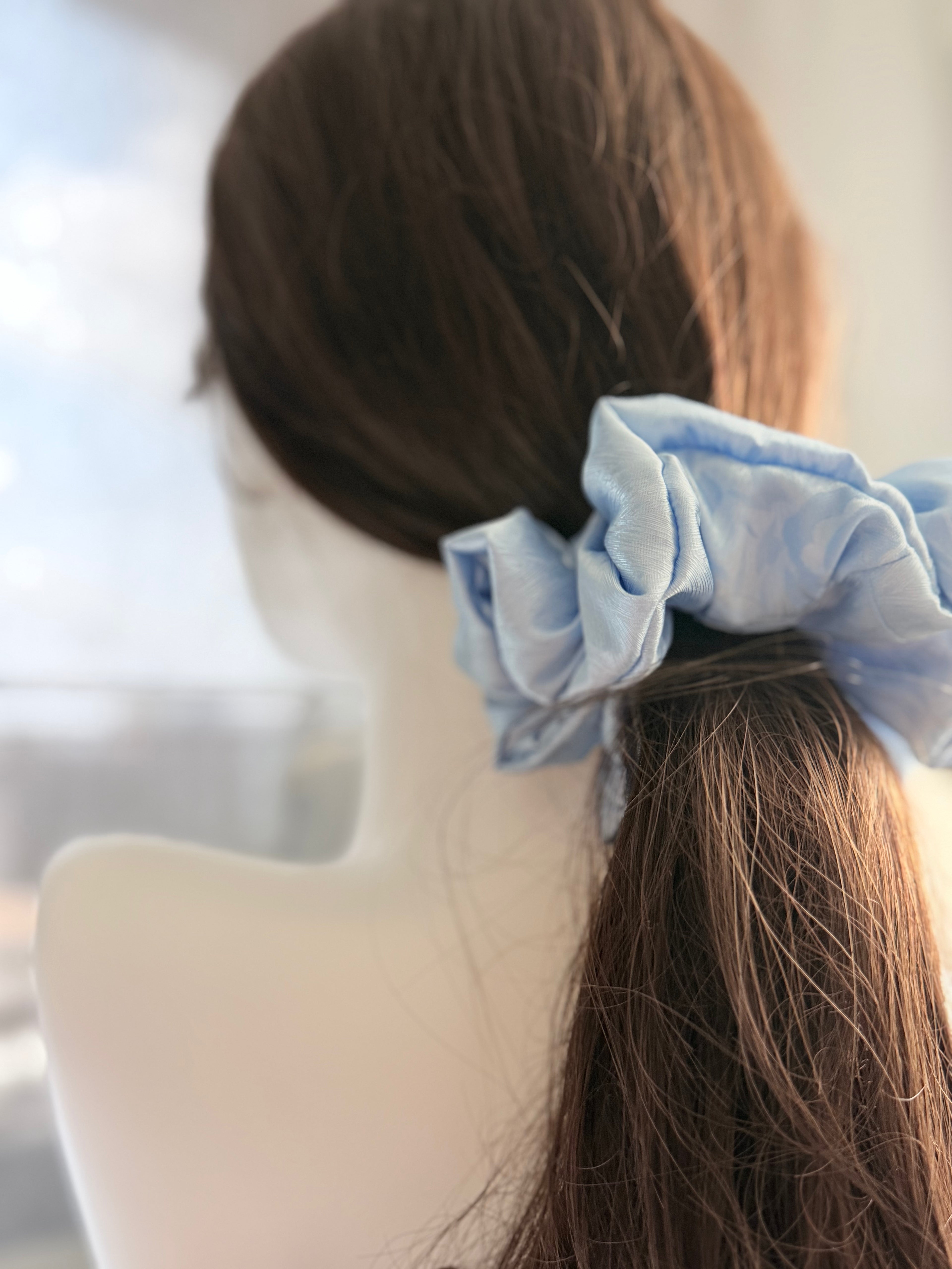 Oversized Satin Scrunchie – Sky Blue