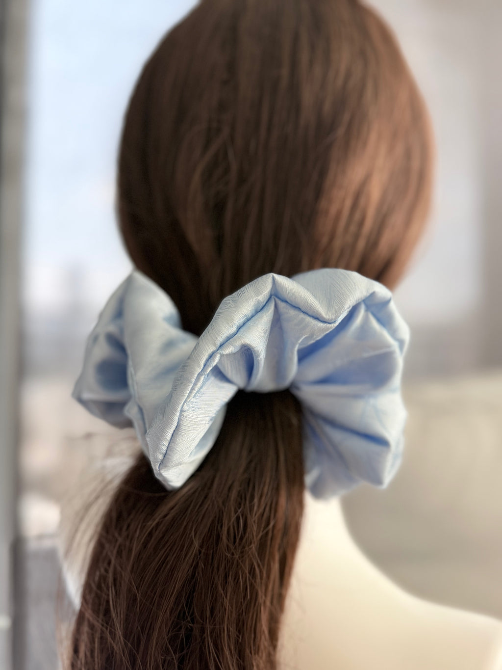 Oversized Satin Scrunchie – Sky Blue