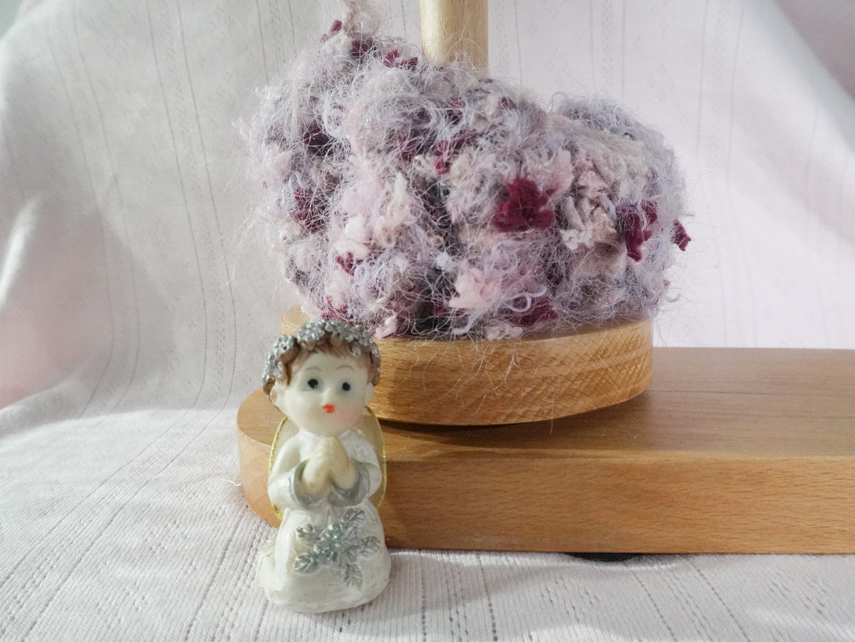 Hand-Blended Tweed Scrunchie – Pink & Purple with Berry Bobbles